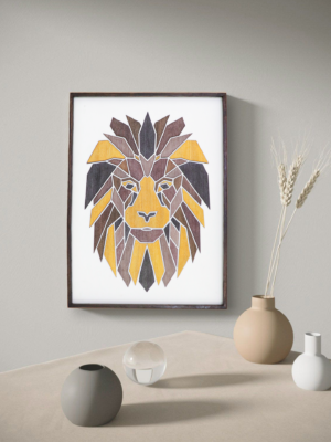 Wooden Lion Wall Hanging Panel for Wall Décor | Premium Decorative Wood Panel – Zrosy